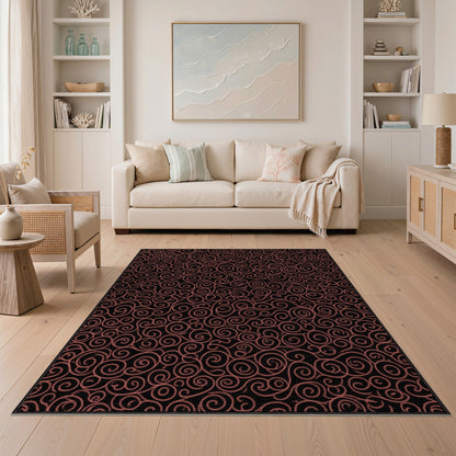 Red Spiral Swirl Area Rug