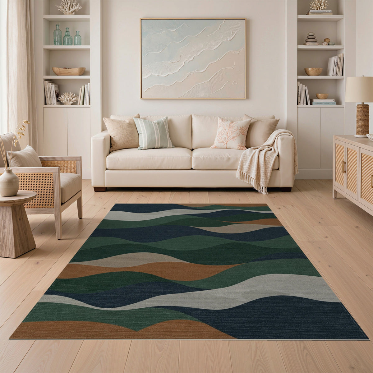 Abstract Wave Multi-Color and Patterns Area Rug