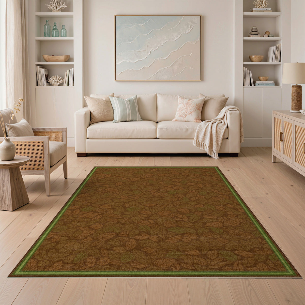 Brown Leaf and Berry Botanical Area Rug