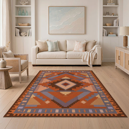 Geometric Southwestern Geometric Orange Area Rug