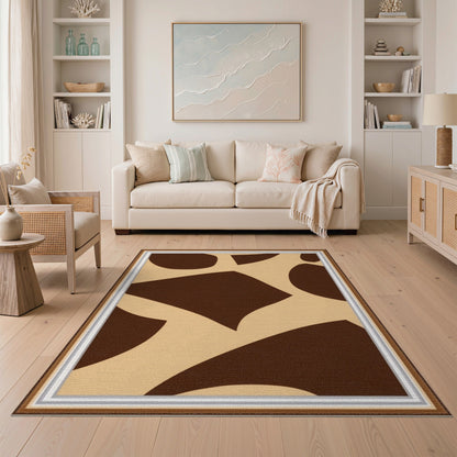 Brown Abstract Area Rug in Tan Beige