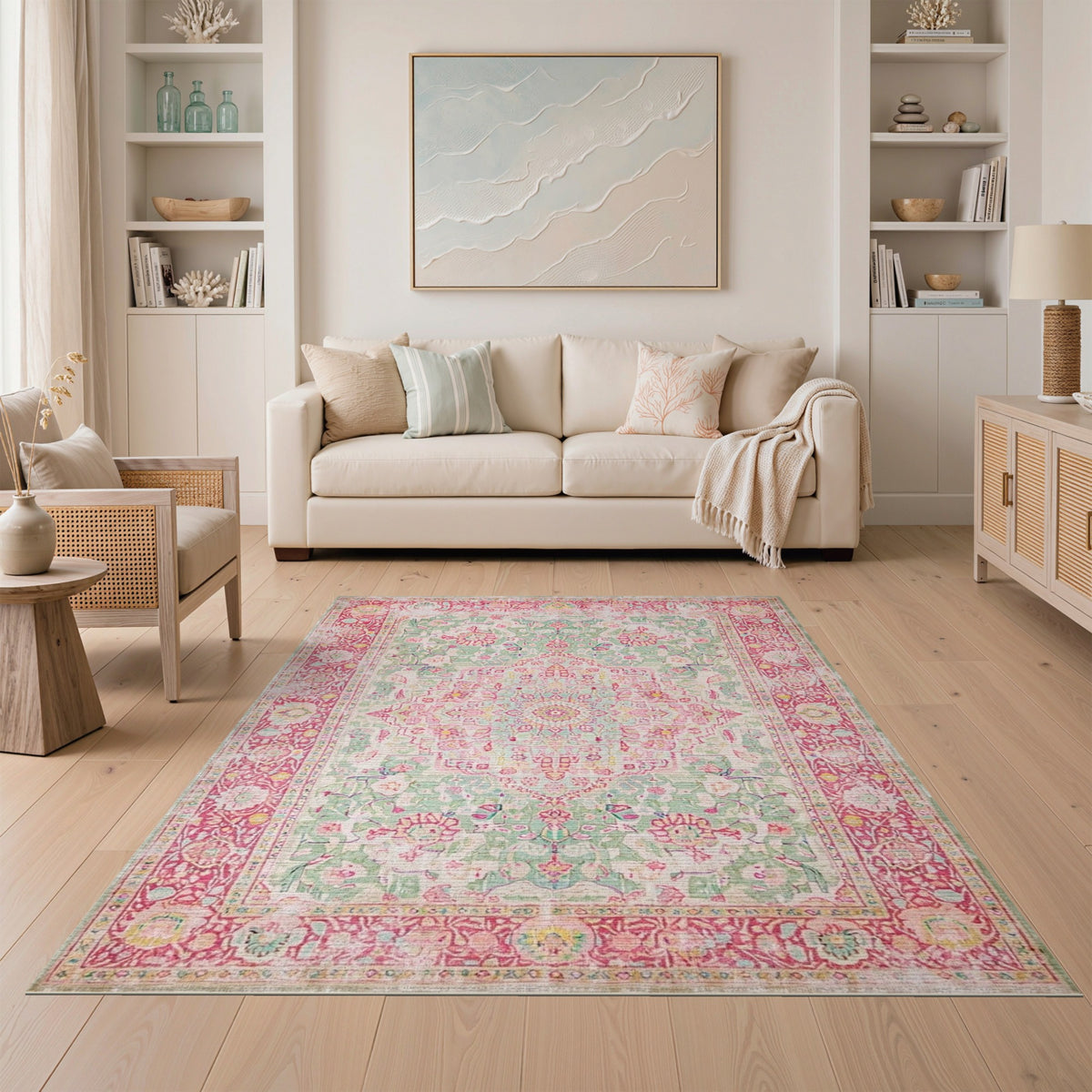 Pink Floral Vintage No. 152 Area Rug