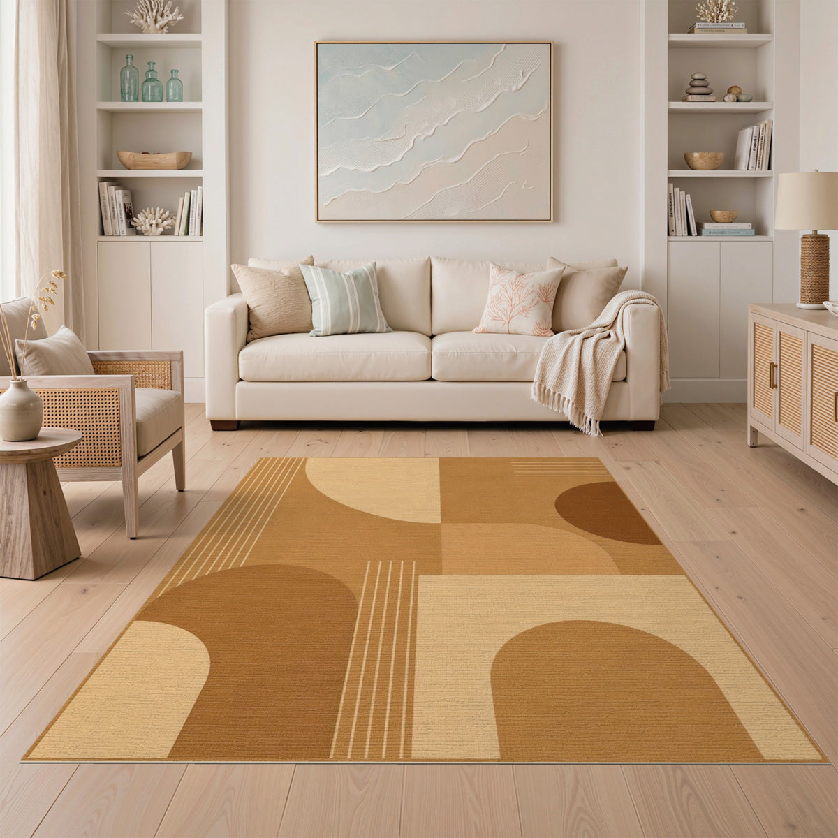Brown and Tan Geometric Brown Tan Area Rug
