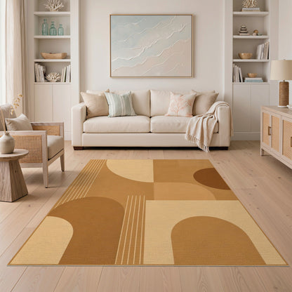 Brown and Tan Geometric Brown Tan Area Rug