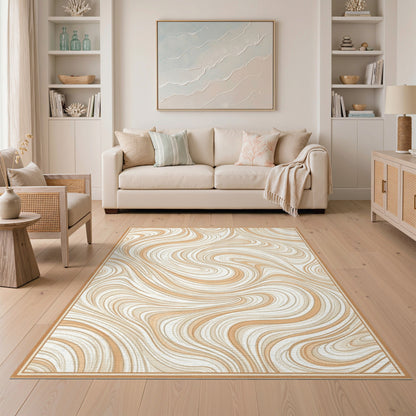 Beige Abstract Swirl No. 4 Area Rug