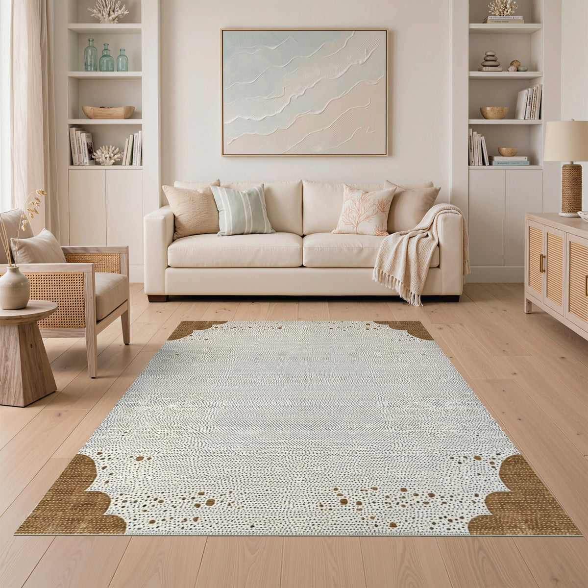 Brown Abstract Dot Area Rug