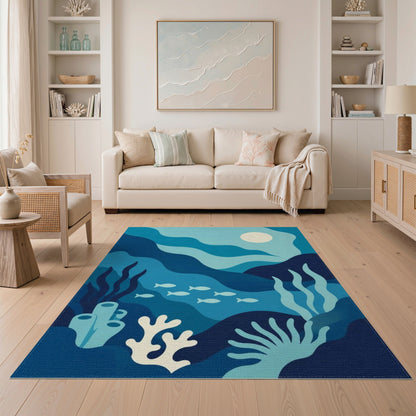 Ocean Waves Coral Reef Area Rug