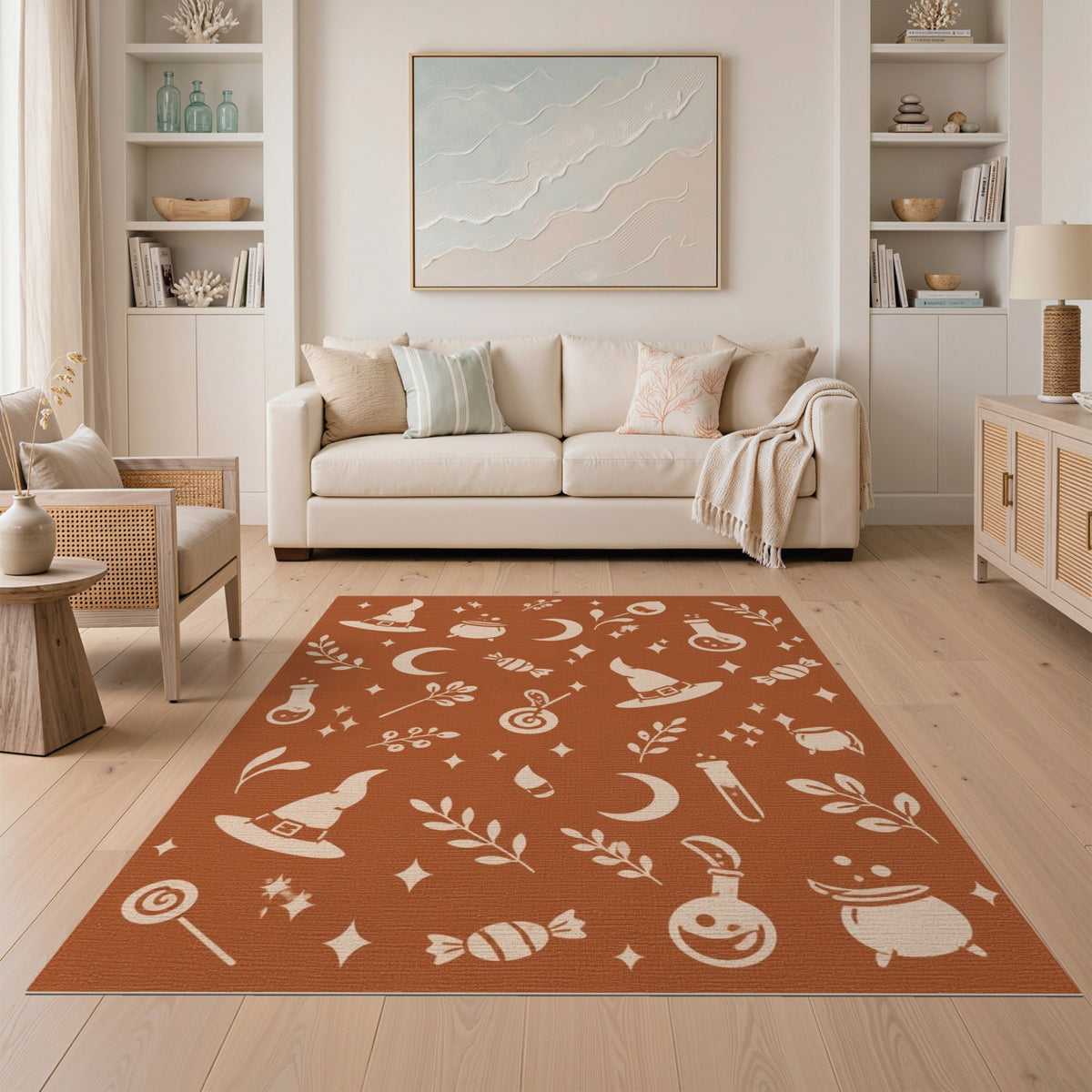 Orange Witch Hat Halloween Area Rug
