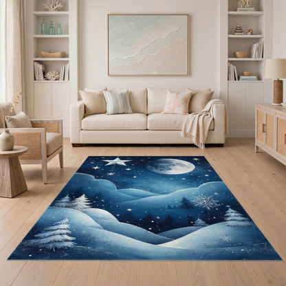 Moonlit Winter Snowscape Area Rug