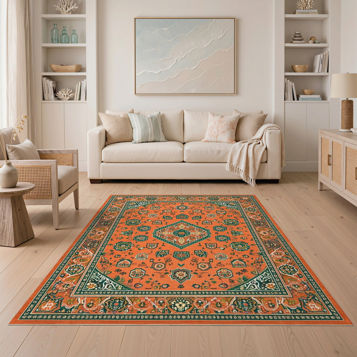 Orange Persian Medallion No. 19 Area Rug