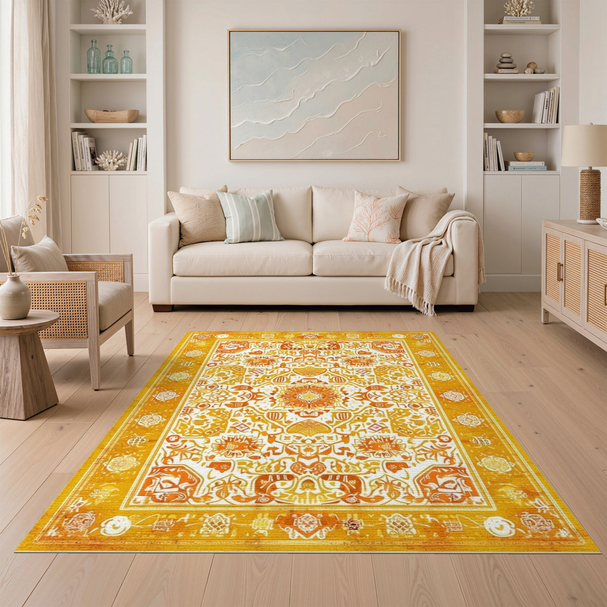 Yellow Traditional Persian Area Rug