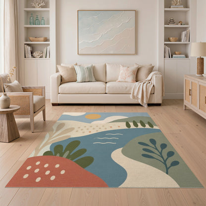 Blue River Abstract Landscape Area Rug