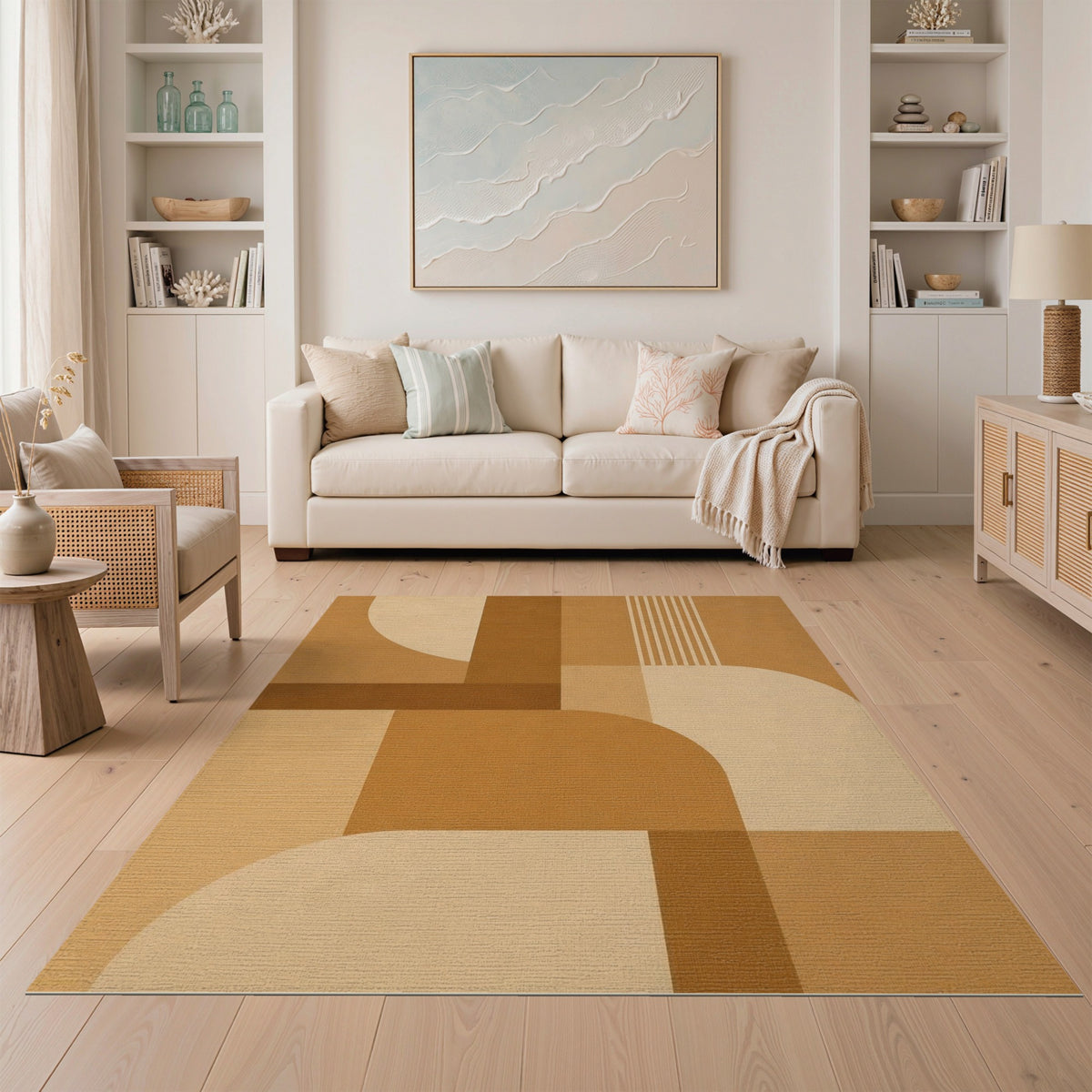 Geometric Modern Brown and Tan Geometric Brown Tan Area Rug