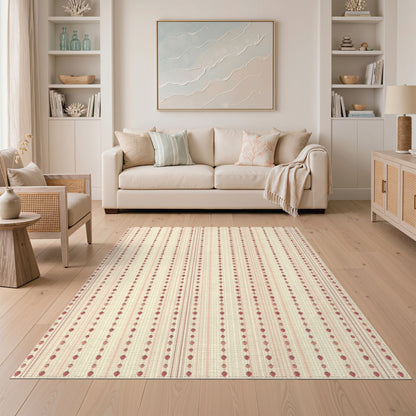 Pink Strawberry Stripe Washable Area Rug