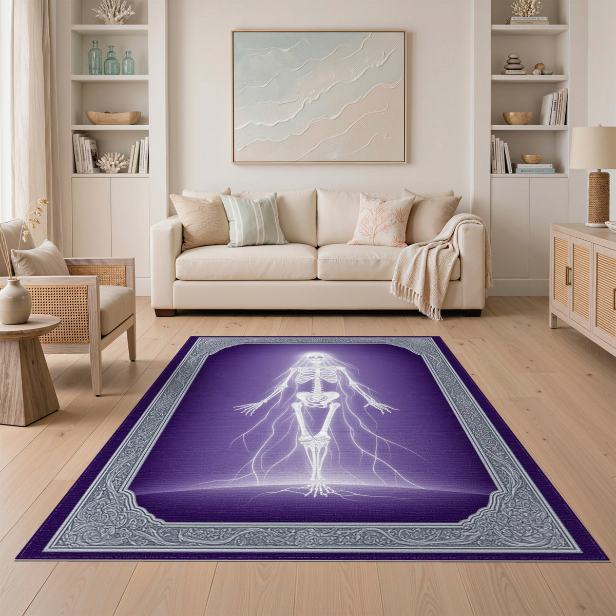 Ethereal Skeleton Veil Purple Area Rug