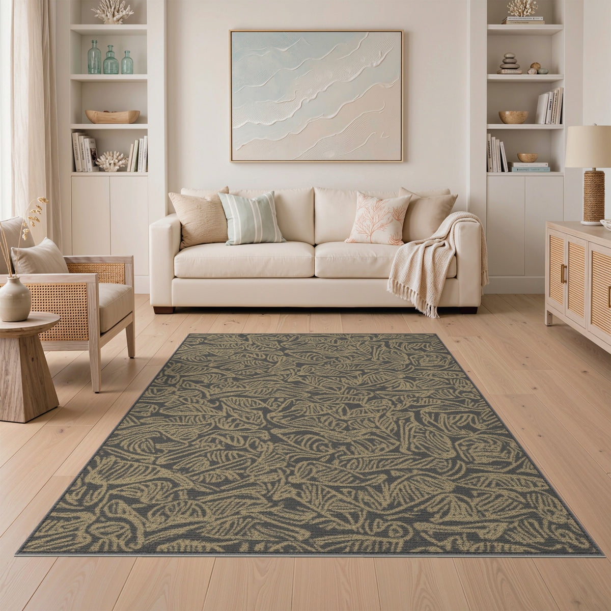 Gold Leaf Foliage Area Rug