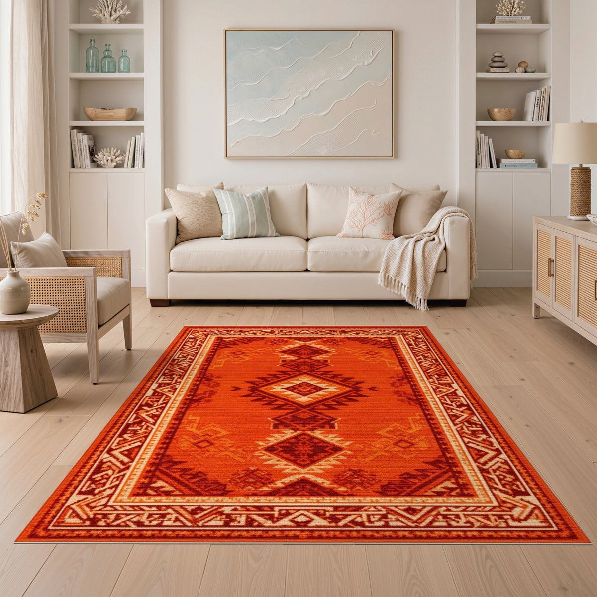 Bold Red Southwestern Area Rug