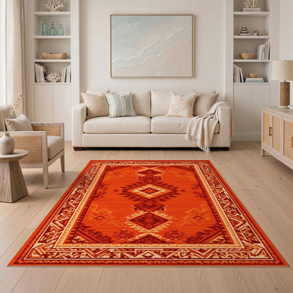 Bold Red Southwestern Area Rug