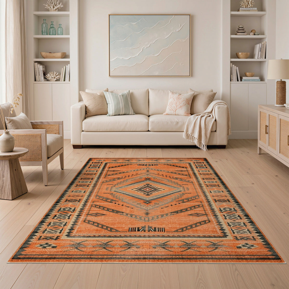 Orange Southwestern Geometric No. 24 Area Rug
