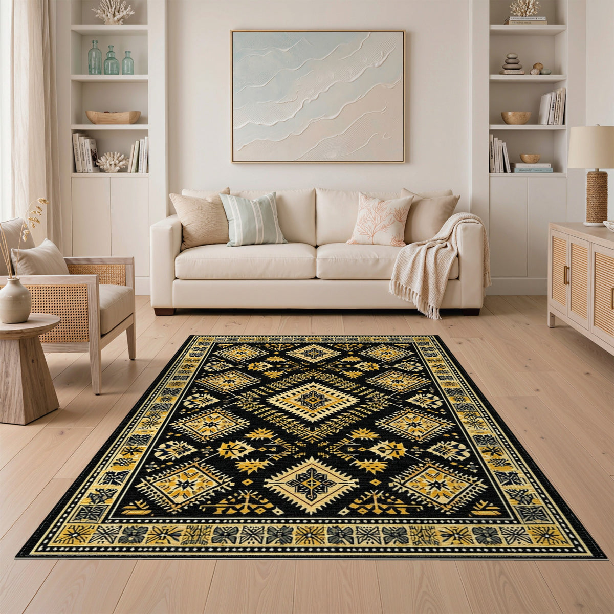 Heritage Tribal Black and Gold Area Rug