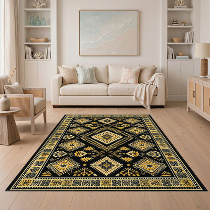 Heritage Tribal Black and Gold Area Rug