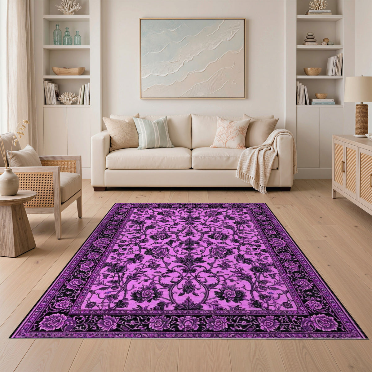 Purple Floral Vintage Area Rug