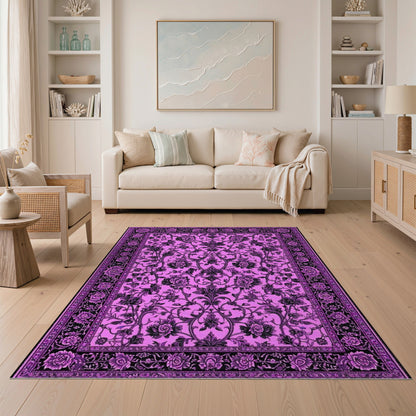 Purple Floral Vintage Area Rug