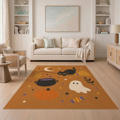 Black Cat Halloween Kids Cartoon Rug