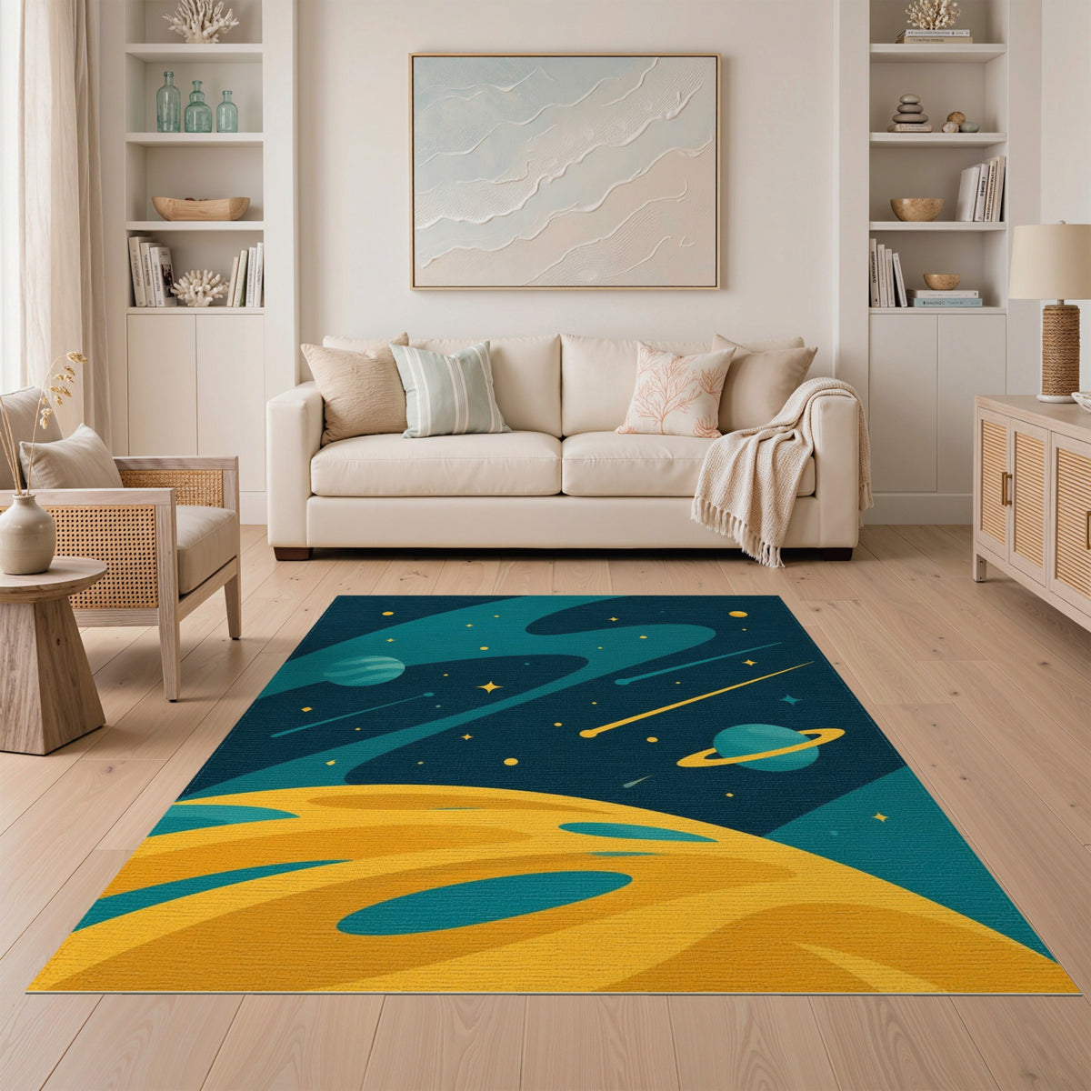 Cosmic Planets Washable Area Rug