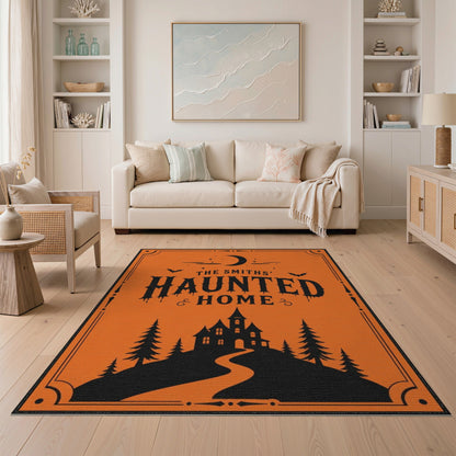Distressed Vintage The Smiths' Haunted Home Orange Area Rug