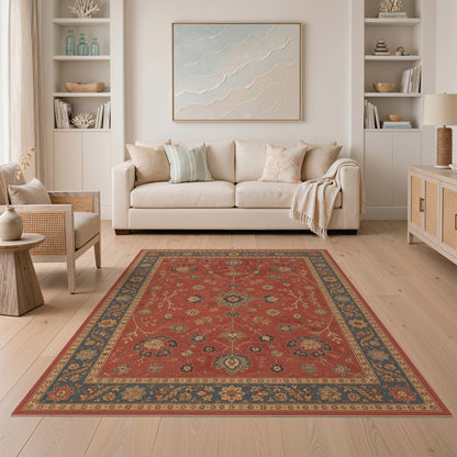 Red Floral Traditional Persian Red Area Rug