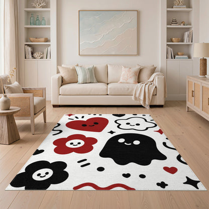 Cute Ghost Heart Kids Cartoon Washable Area Rug
