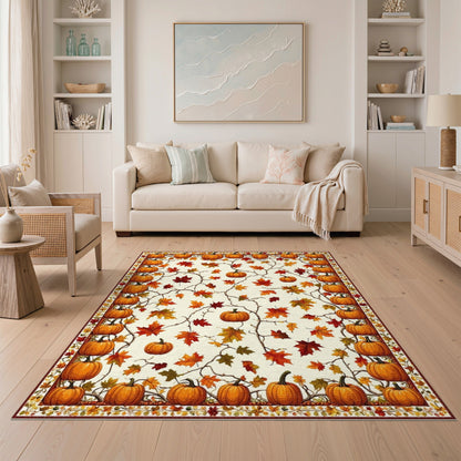Autumn Rustic Farmhouse Autumn Pumpkin Harvest Area Rug