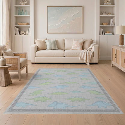 Kids Cartoon Multi-color and Patterns Dinosaur Friends Kids Area Rug