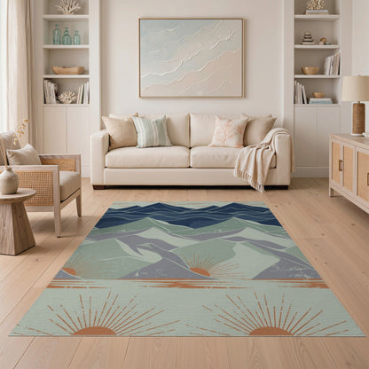Blue Mountain Peaks Distressed Area Rug