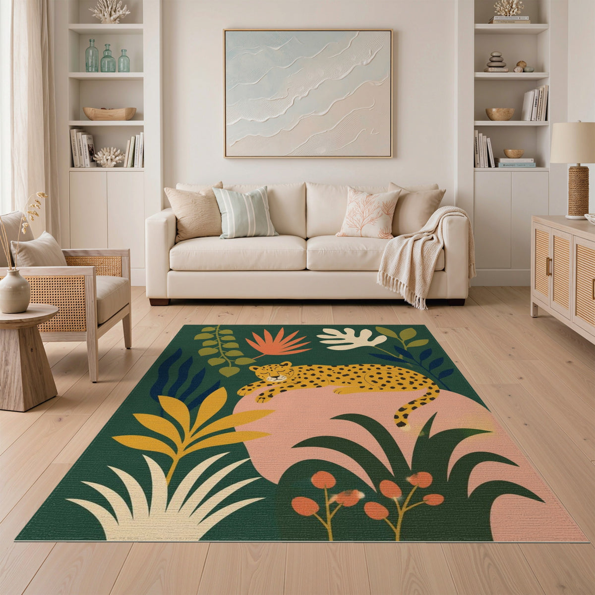 Sleeping Leopard Jungle Washable Area Rug