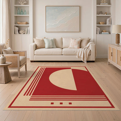 Red Geometric Modern Red Geometric Area Rug