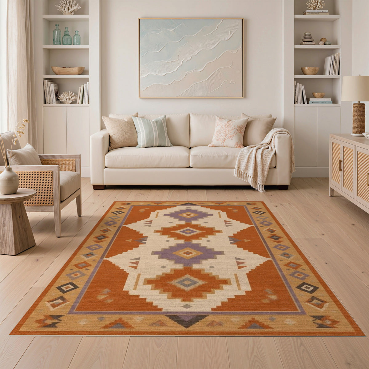 Southwestern Orange Geometric Area Rug