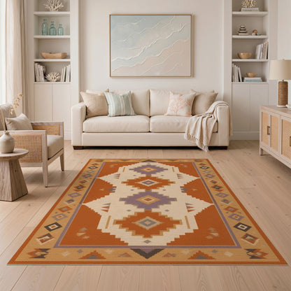 Southwestern Orange Geometric Area Rug