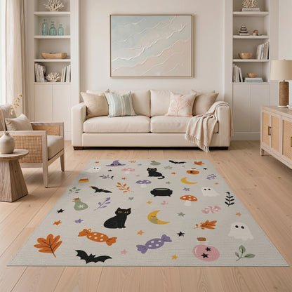 Cute Halloween Cats Ghosts Kids Cartoon Area Rug