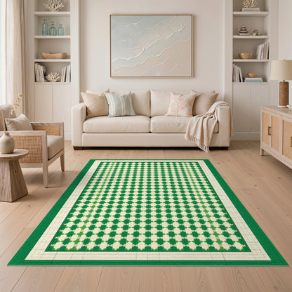 Green Geometric Modern Green Geometric Lattice Area Rug