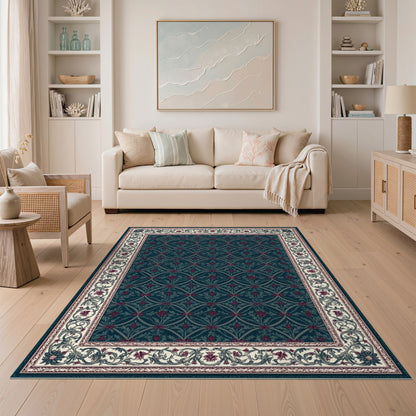 Teal Floral Vintage Area Rug