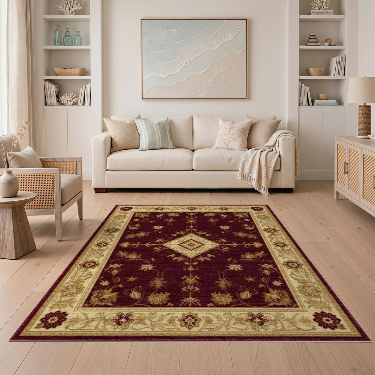 Red Persian Floral Medallion No. 40 Area Rug