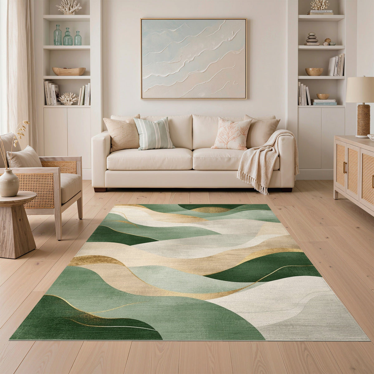 Abstract Area Green Abstract Wave Area Rug