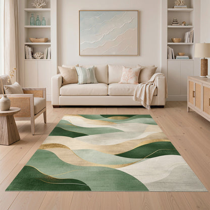 Abstract Area Green Abstract Wave Area Rug