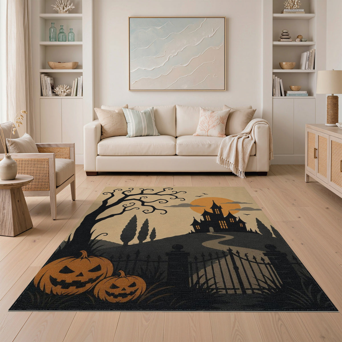Multi-color and Patterns Haunted Mansion Halloween Area Rug