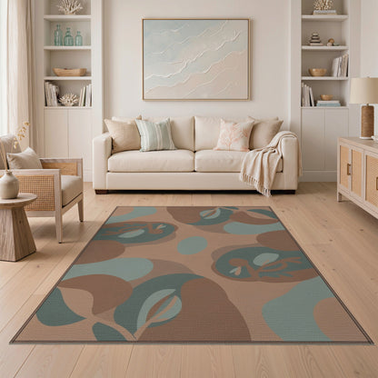 Abstract Brown Teal Organic Area Rug