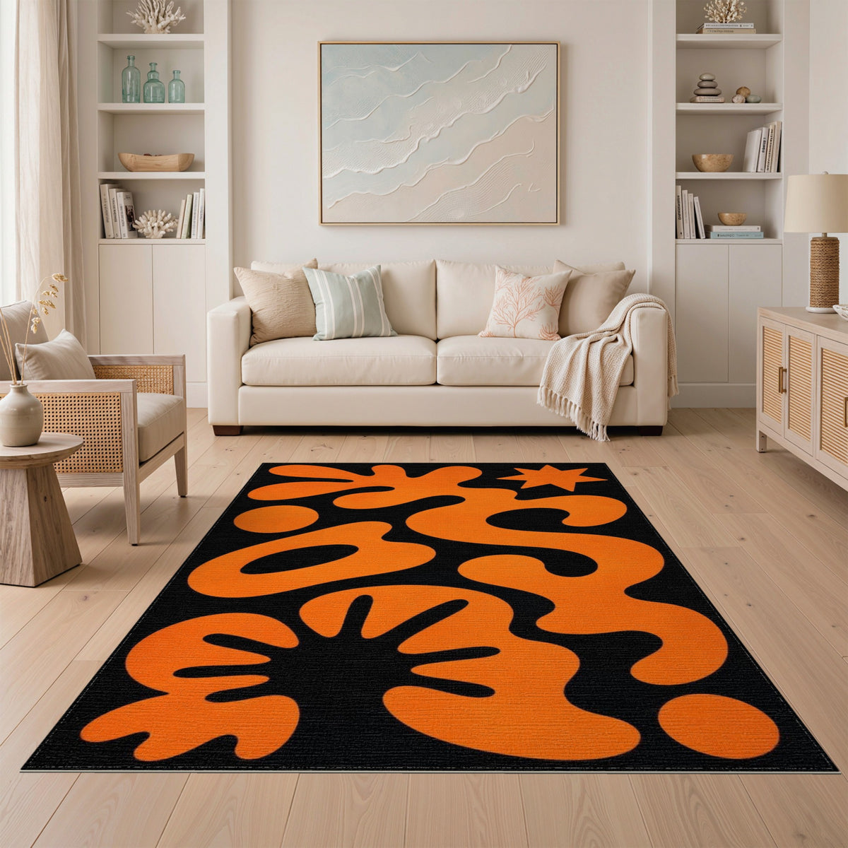 Abstract Area Orange Bold Orange Abstract Area Rug