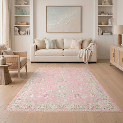 Blush Pink Floral Vintage No. 58 Area Rug