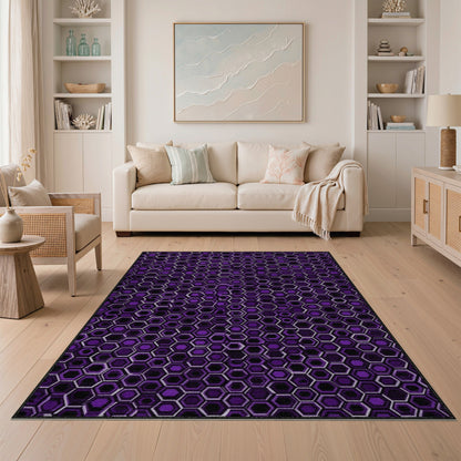 Purple Hexagon Geometric Modern Area Rug